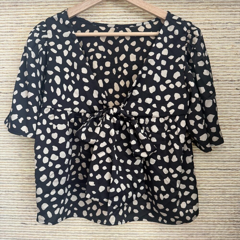 LOFT Tie-back Blouse in Black - Picture 2 of 3
